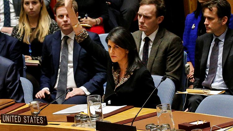 Die amerikanische UN-Botschafterin Nikki Haley stimmte gegen die Resolution zum Status Jerusalems.