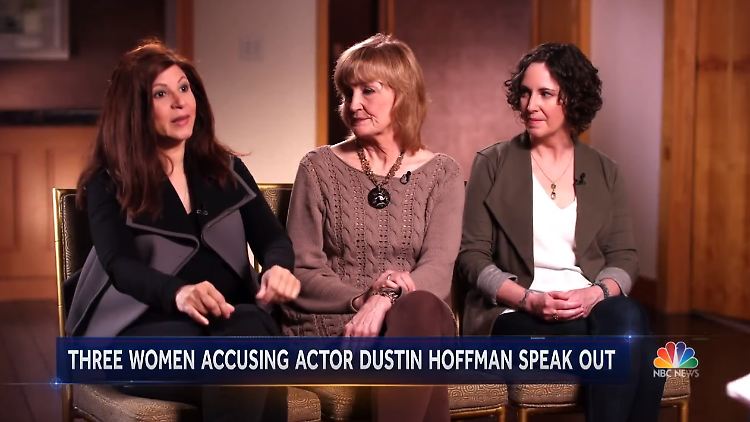 Cori Thomas, Kathryn Rossetter und Anna Graham Hunter beziehen im Fernsehen gegen Dustin Hoffman Stellung.