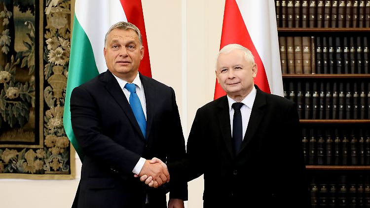 Viktor Orban und Jaroslaw Kaczynski, Chef der polnischen Regierungspartei PiS.