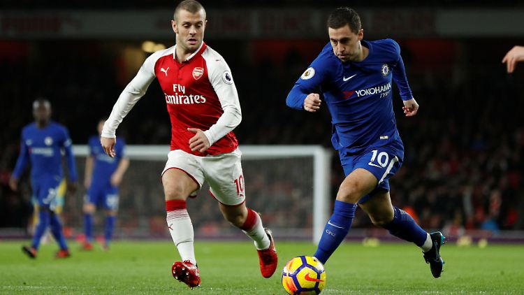 Torschützen unter sich: Arsenals Jack Wilshere (l.) im Duell mit Eden Hazard.