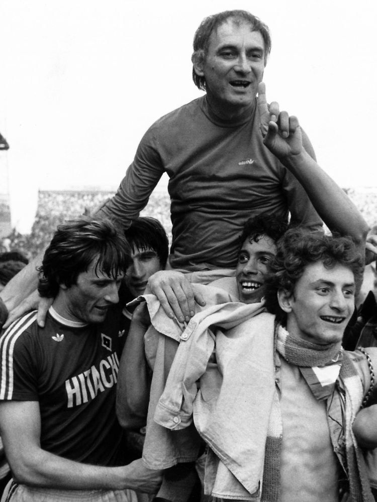 Das Verhältnis zu Trainer Branko Zebec war nicht immer schlecht. Augenscheinlich ausgezeichnet war es beim Meistertitel 1979.