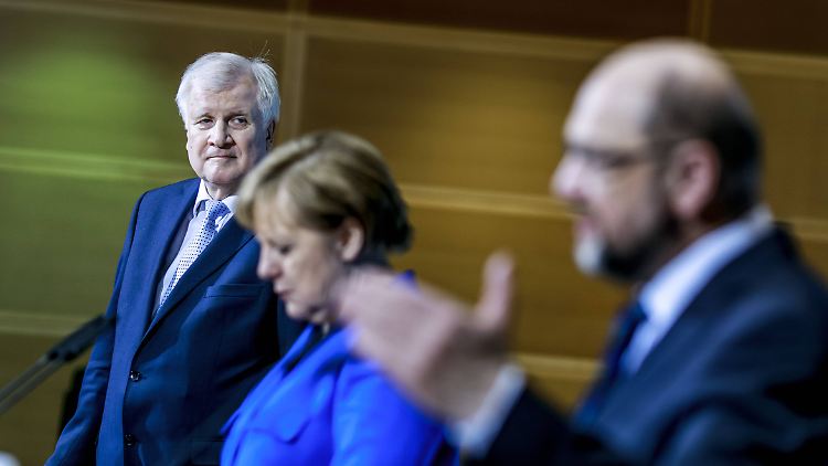 Seehofer, Merkel und Schulz am Morgen in der SPD-Zentrale, dem Willy-Brandt-Haus.