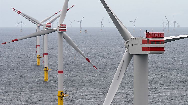 Windpark vor Spiekeroog: Bis zum Halbjahr 2017 waren 1055 Offshore-Windräder am Netz.