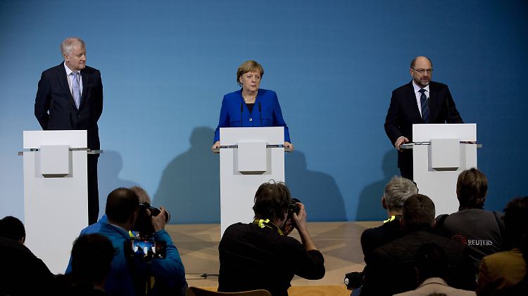 Horst Seehofer (CSU) Angela Merkel (CDU) und Martin Schulz (SPD).