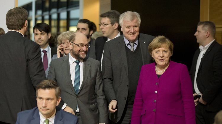 Noch im Laufe des Tages wollen Martin Schulz, Horst Seehofer und Angela Merkel die Koalitionsgespräche beenden. Doch klappt das auch?