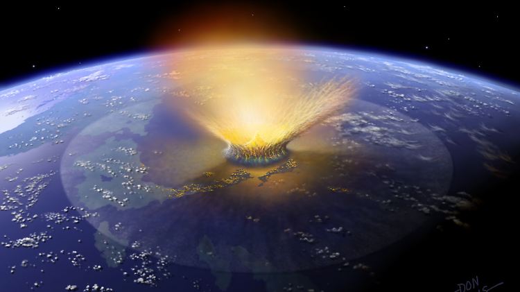 Die künstlerische Darstellung zeigt den Meteoriteneinschlag vor rund 66 Millionen Jahren.