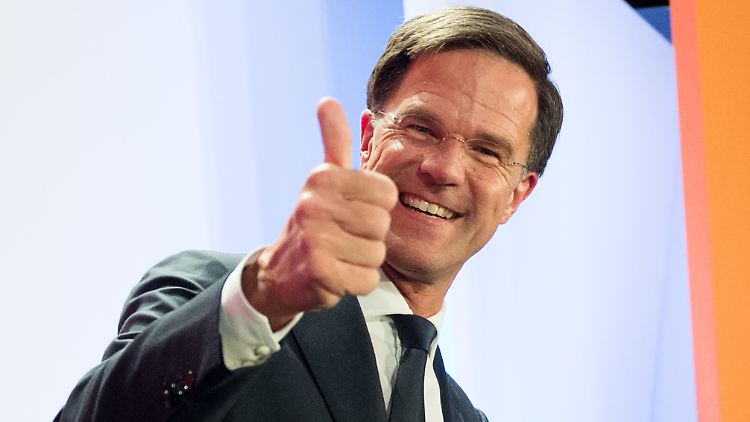 Mark Rutte 2017 auf einer Wahlparty