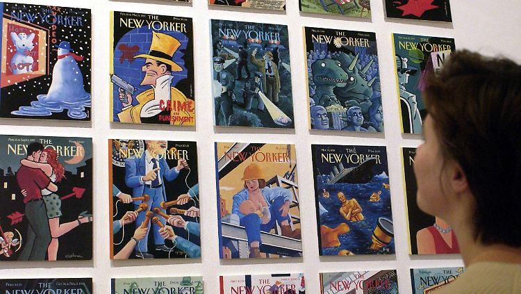 Spiegelman hat unzählige Cover des "New Yorker" gestaltet - hier in einer früheren Ausstellung in Berlin.