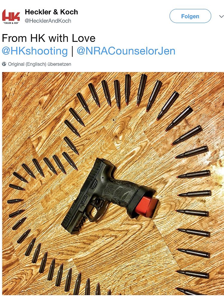 Auch ohne Amoklauf geschmacklos: der mittlerweile gelöschte Tweet von Heckler & Koch
