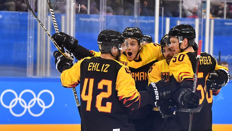 Deutschland feiert den ersten Sieg beim olympischen Eishockeyturnier seit 16 Jahren.