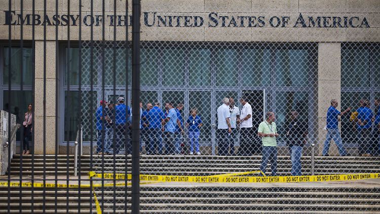 Botschaftsangestellte auf dem Gelände der US-Botschaft in Havanna. Betroffene wurden an der University of Pennsylvania von einem Expertentross untersucht.