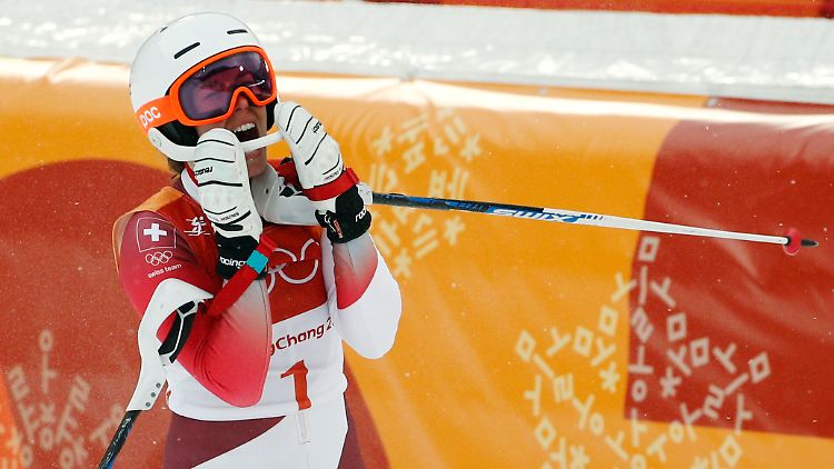 Der Jubel der Siegerin: Michelle Gisin.