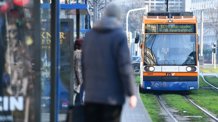 Straßenbahn in Mannheim.