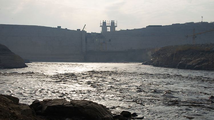 Die Baustelle des Grand Ethiopian Renaissance Dam im Nordwesten von Äthiopien.