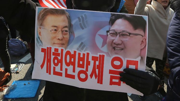 Vor wenigen Tagen protestierten Tausende Menschen gegen eine weitere Annäherung von Nord- und Südkorea.