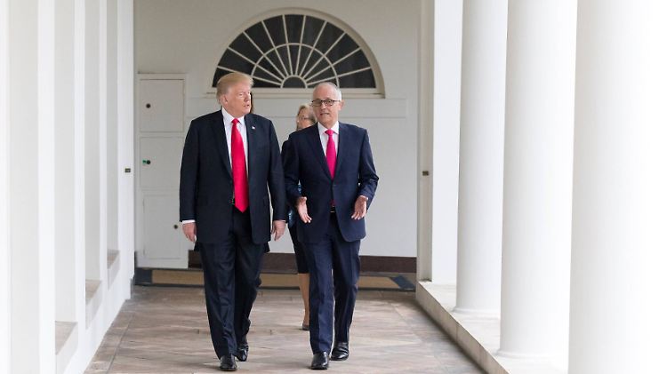 US-Präsident Trump und Australiens Premierminister Turnbull beim Gespräch im Weißen Haus im Februar 2018. 