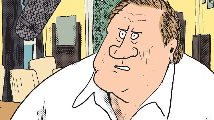 Ist gern "anderswo": Depardieu als Comicfigur.