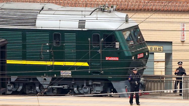 Der nordkoreanische Regierungszug im Hauptbahnhof von Peking, am 27. März 2018.