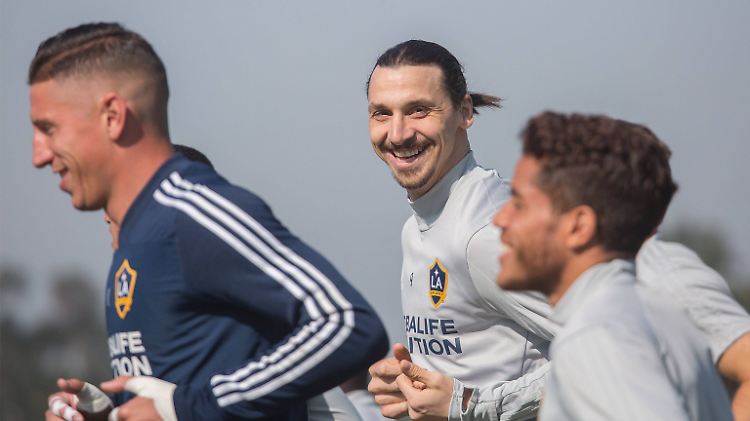 Ibrahimovic hatte offenbar am Training mit seinen neuen Teamkollegen.