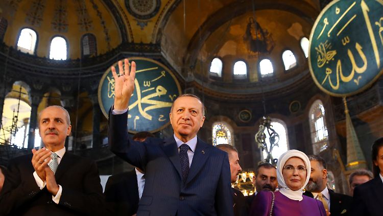 Erdogan besuchte die Hagia Sophia wegen einer Ausstellungseröffnung.