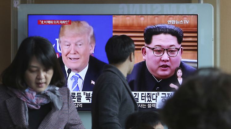 Vielleicht schon bald nicht nur im Fernsehen: Donald Trump und Kim Jong Un Seite an Seite.