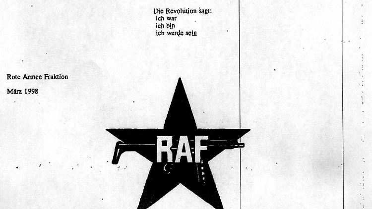 Die letzte Seite des achtseitigen Schreibens, in dem die RAF ihre Selbstauflösung bekannt gibt.