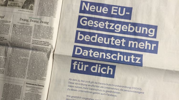 Die Anzeige von Facebook.