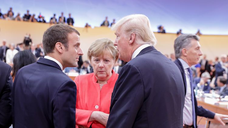 Zuletzt haben sich Emmanuel Macron (l.), Angela Merkel (m.) und Donald Trump beim G20-Gipfel in Hamburg getroffen.