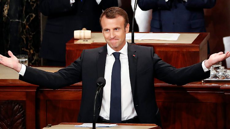 Macron hielt seine Rede auf Englisch - und in teilweise deutlichen Worten.