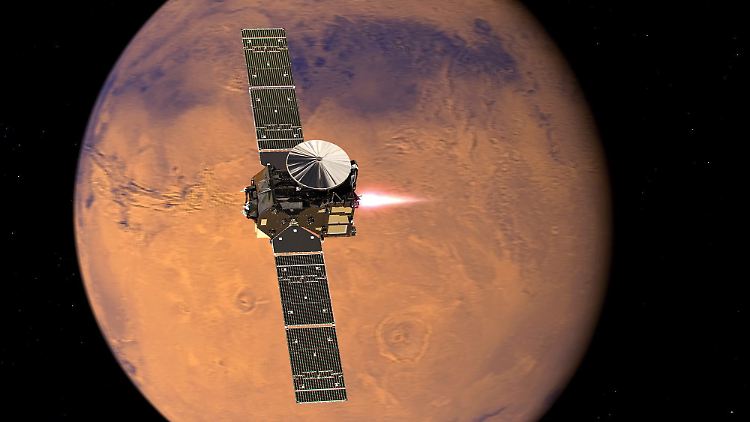 Der "ExoMars Trace Gas Orbiter" soll die Mars-Atmosphäre auf Spuren von Gasen wie Methan untersuchen.