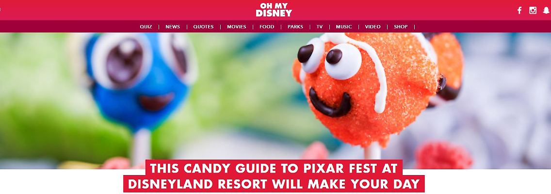 Auf der bereits existierenden Webseite "Oh My Disney" geht es um Themen wie Süßigkeiten im Disney-Gewand.