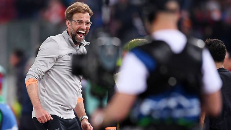 Völlig aus dem Häuschen: Jürgen Klopp im Stadio Olimpico zu Rom.