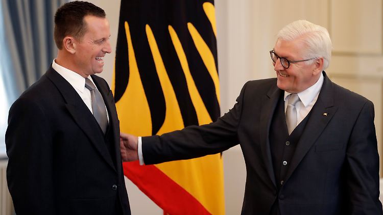 US-Botschafter Richard Grenell und Bundespräsident Frank-Walter Steinmeier am 8. Mai 2018 im Schloss Bellevue.