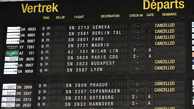 Etliche Verbindungen am Flughafen Brüssel wurden gestrichen.
