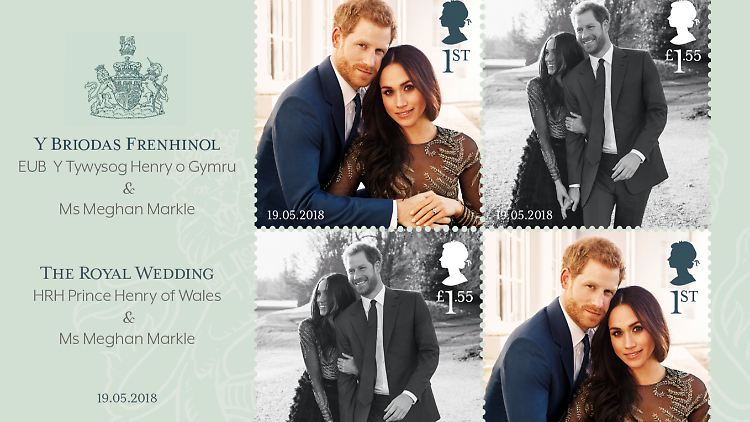 Herrlich old school: Sonderbriefmarken zur Hochzeit von Prinz Harry und Meghan Markle.