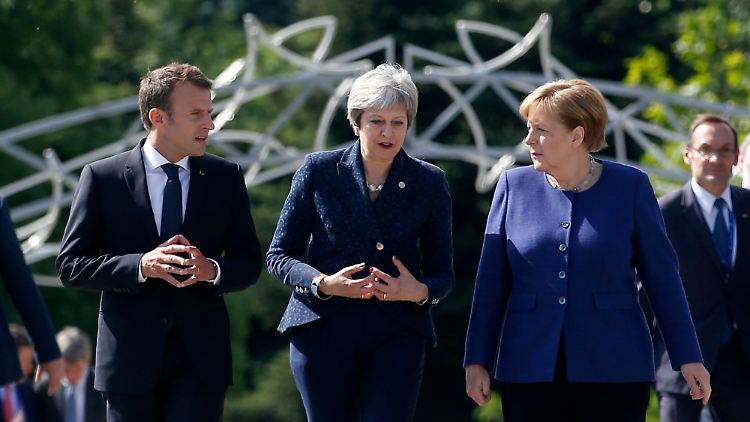 Macron, May und Merkel kamen gemeinsam zum EU-Gipfel in Sofia.