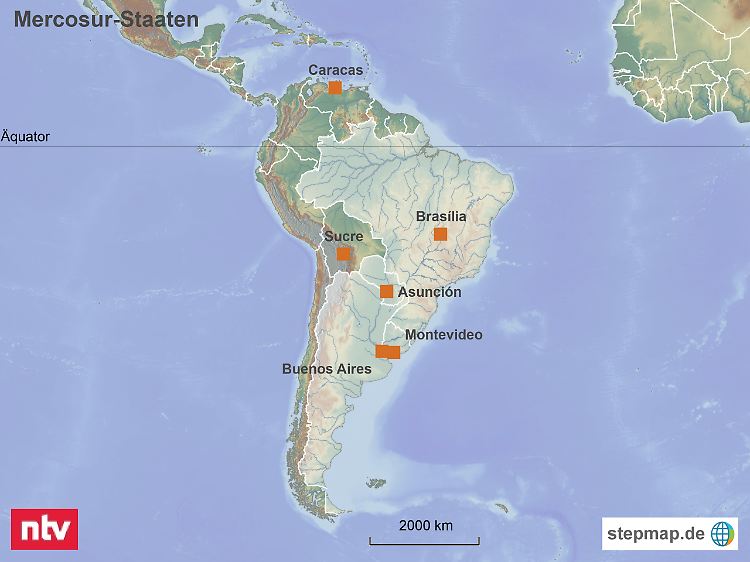 Eine Art EU des Südens: Die Wirtschaftsgemeinschaft Mercosur umfasst mit Brasilien und Argentinien die beiden stärksten Staaten Südamerikas.