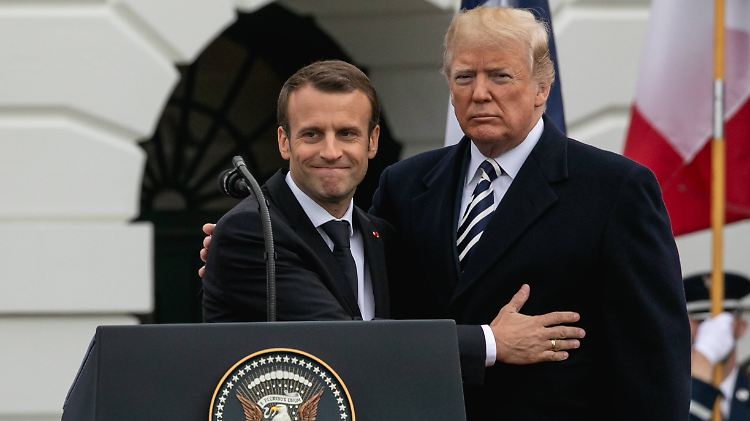 Ein Bild aus harmonischeren Tagen: Emmanuel Macron und Donald Trump im April 2018 im Garten des Weißen Hauses.