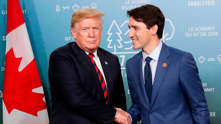 Gute Miene zum bösen Spiel? Trump mit Trudeau.