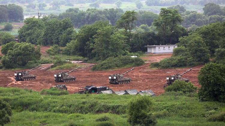 Auch am Tag vor dem Gipfeltreffen in Singapur gab es an der Grenze zu Nordkorea ein Militärmanöver der südkoreanischen Armee.