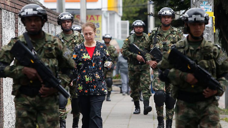 Es wird gewählt: Patroullierende Soldaten in Kolumbiens Hauptstadt Bogotá