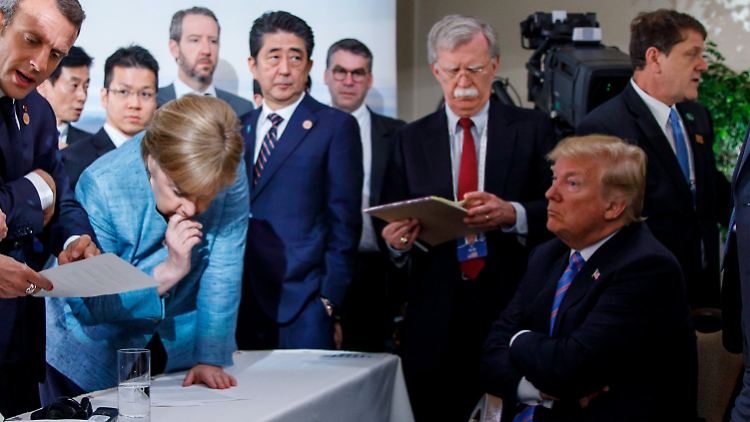 Merkel und Trump als liberaler und populistischer Pol der Weltpolitik auf dem G7-Gipfel.