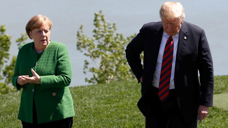 Wechselhaftes Verhältnis: Merkel und Trump beim G7-Gipfel.