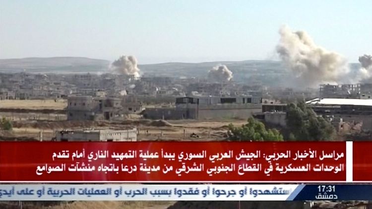 Das staatliche syrische Fernsehen zeigt Bilder von den Angriffen.