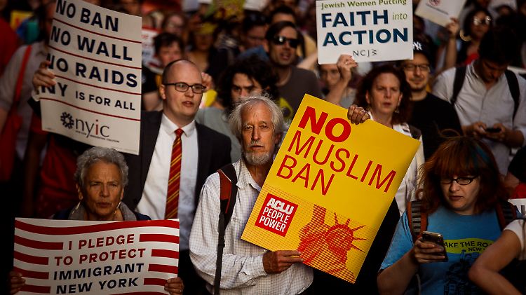 Auch in New York gingen die Menschen gegen das Einreise-Verbot auf die Straße.