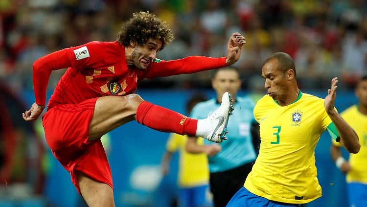 Fußball-Leckerbissen: Marouane Fellaini (l.) und seine Belgier fanden Geschmack am Rekordweltmeister Brasilien.