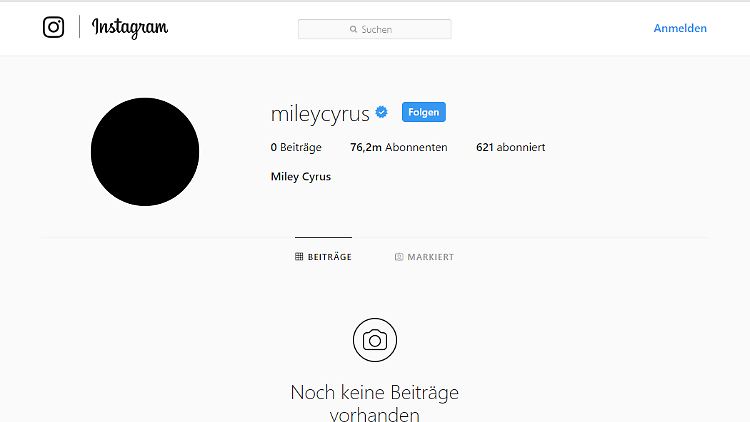 Schock für ihre fast 77 Millionen Follower: Seit wenigen Tagen sieht Miley Cyrus' Instagram-Account wie leergefegt aus.