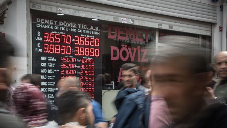 Türkische Lira reagiert mit Kurssturz auf die  Zinsentscheidung der türkischen Notenbanker.