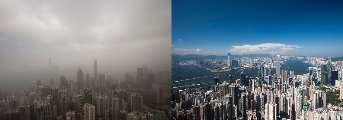 Smog über Hong Kong.