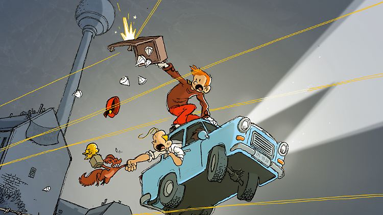 Action an der Mauer: die Coverzeichnung von "Spirou in Berlin".